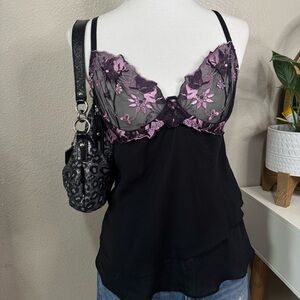 Black and Purple Lace Camisole